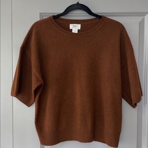 WILT Brown Cashmere Crew Neck Short Sleeve